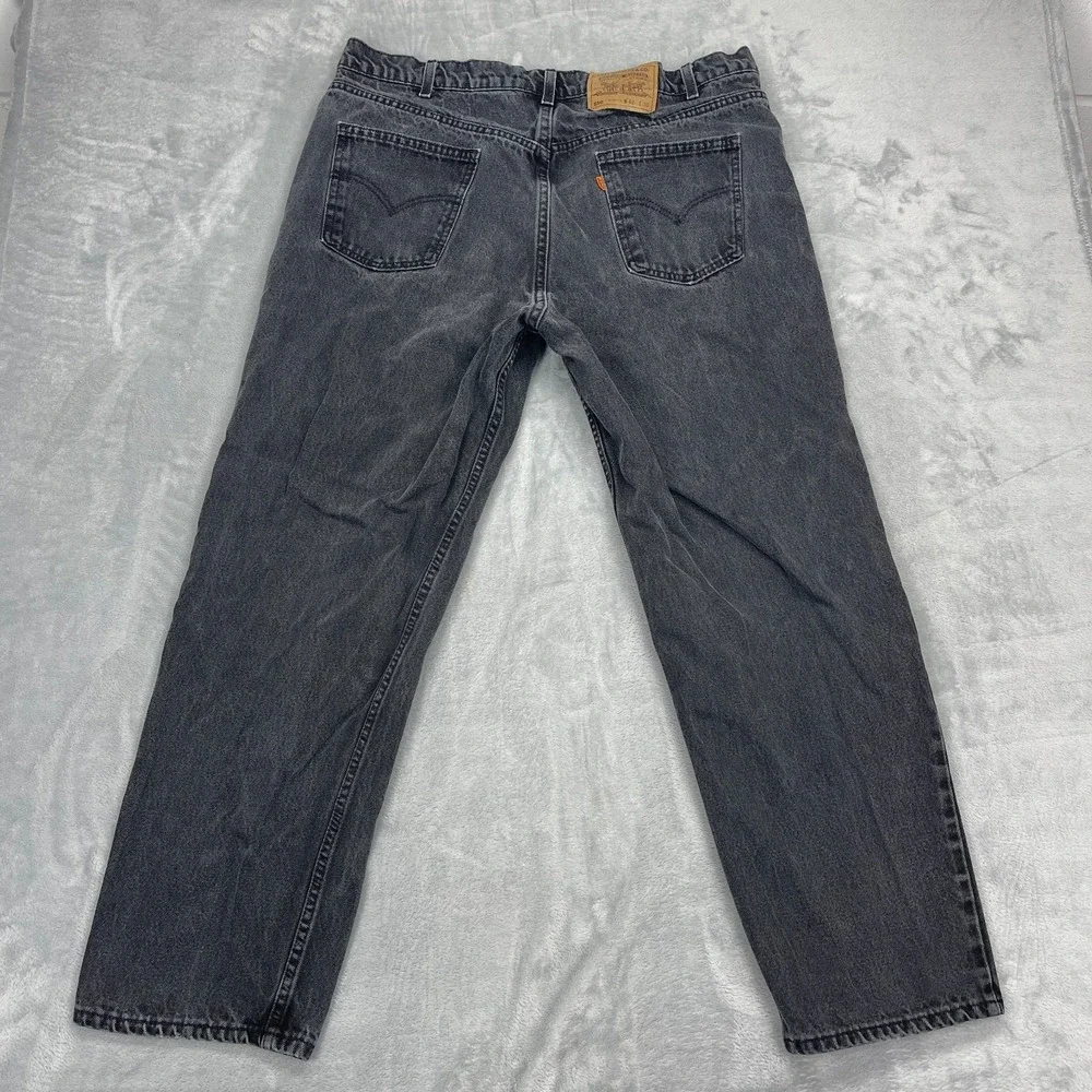 Vtg Levi's Jeans Mens 42x30 (40x30) Black Denim 550 Straight Leg Orange Tab USA